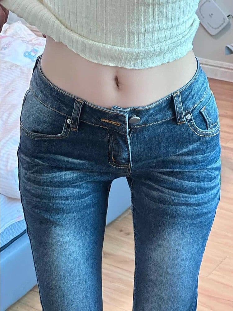 높음 거리 디자인 센스 다용도 부츠컷 청바지 여성 봄 가을 새로운 패션 슬림해 보이는 바닥 청소 부츠컷 청바지 트렌디 상세 이미지 2