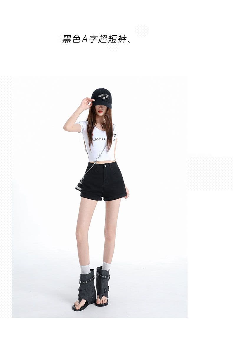 트렌드 ins 트렌디 볼륨 측면 데님 반바지 여성 봄 여름 새로운 핫걸 다용도 슬림해 보이는 한 마디 스트레이트 데님 핫 바지 상세 이미지 3