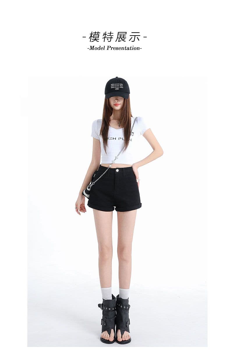 트렌드 ins 트렌디 볼륨 측면 데님 반바지 여성 봄 여름 새로운 핫걸 다용도 슬림해 보이는 한 마디 스트레이트 데님 핫 바지 상세 이미지 7