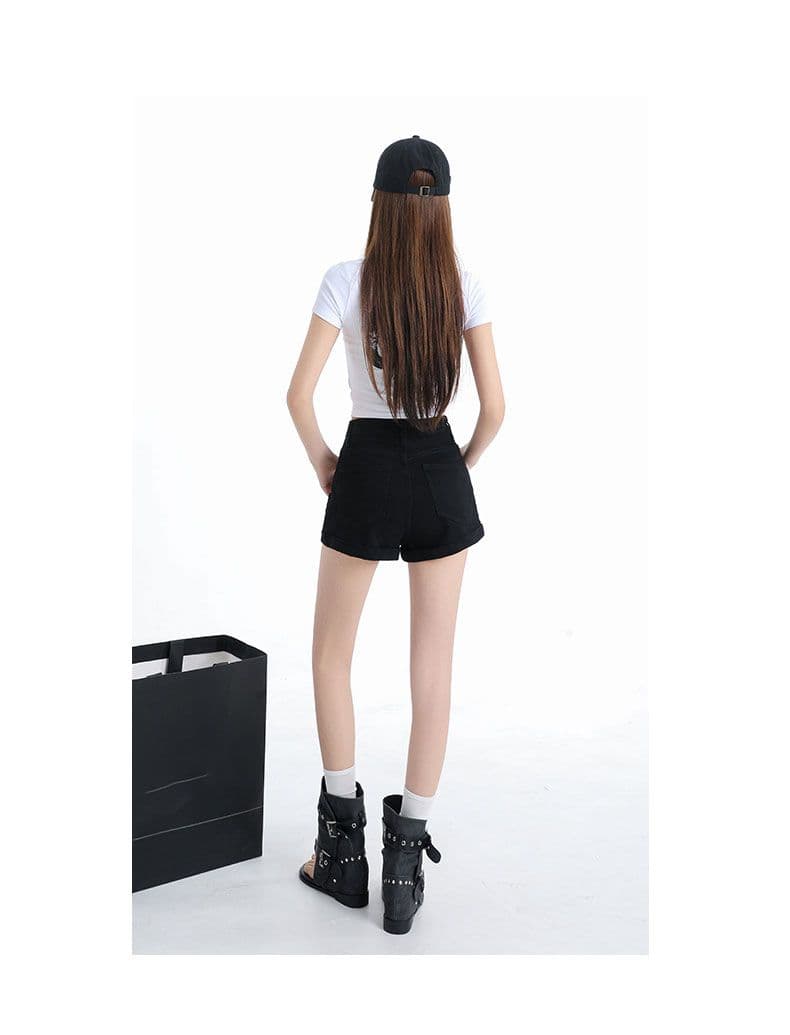 트렌드 ins 트렌디 볼륨 측면 데님 반바지 여성 봄 여름 새로운 핫걸 다용도 슬림해 보이는 한 마디 스트레이트 데님 핫 바지 상세 이미지 10