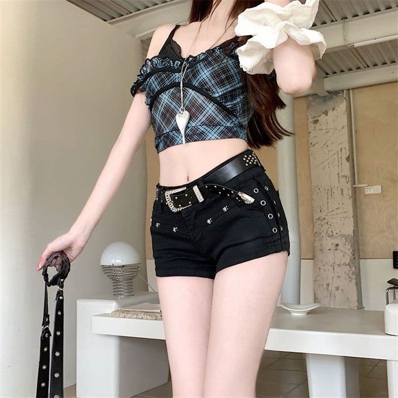 거리 마이크로 폭탄 데님 반바지 여성 봄 여름 새로운 패션 캐주얼 출퇴근 디자인 센스 타이트 스커트 데님 뜨거운 바지 상세 이미지 14
