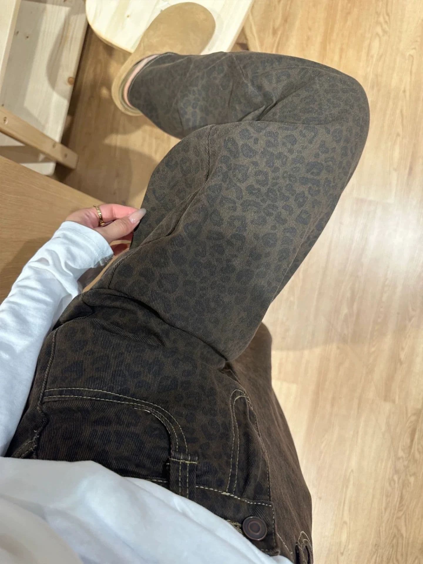 거리 중성 미니멀리즘 넓은 다리 청바지 여성 봄과 가을 도루 센스 루즈핏 ins 슬림해 보이는 패션 바닥 청소 청바지 상세 이미지 2