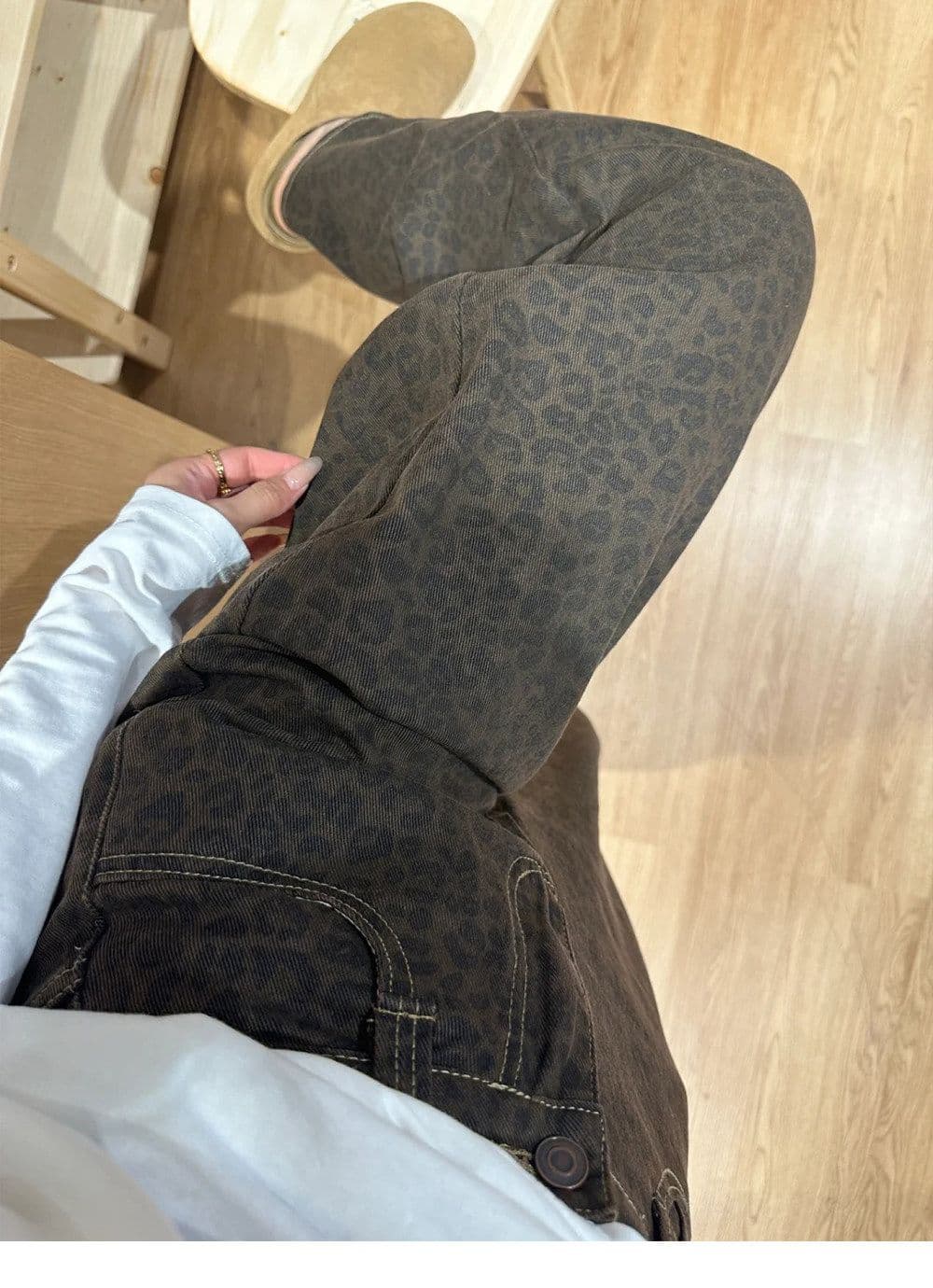 거리 중성 미니멀리즘 넓은 다리 청바지 여성 봄과 가을 도루 센스 루즈핏 ins 슬림해 보이는 패션 바닥 청소 청바지 상세 이미지 4