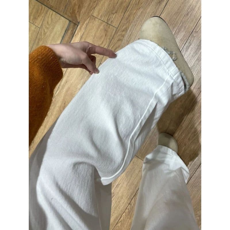 느긋한 바람 개성 넓은 다리 청바지 여성 봄 가을 새로운 루즈핏 패션 출퇴근 트렌드 스트레이트 청바지 이미지 3
