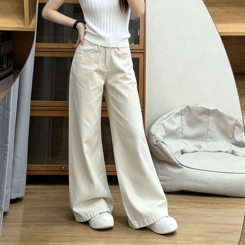 거리 웃음 하 스트레이트 청바지 여성 새로운 봄 가을 새로운 높음 거리 루즈핏 슬림해 보이는 패션 바닥 청소 청바지 이미지 4