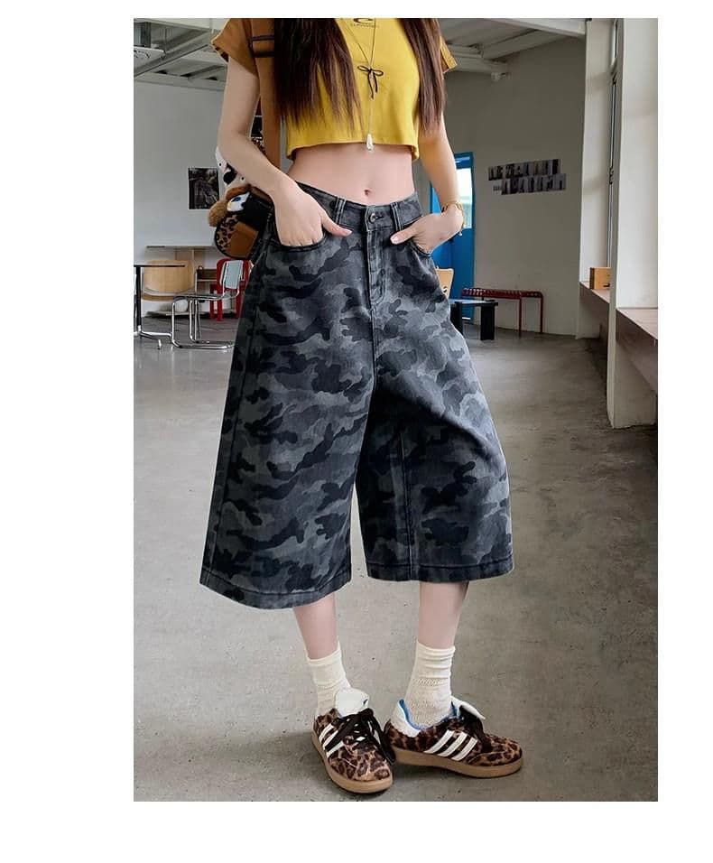 패션 카모플라주 데님 7부 바지 봄 여름 새로운 출퇴근 개성 다용도 루즈핏 워크웨어 데님 7부 바지 상세 이미지 11