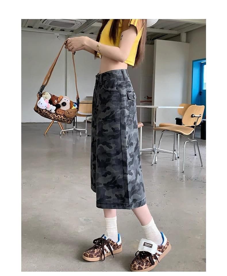 패션 카모플라주 데님 7부 바지 봄 여름 새로운 출퇴근 개성 다용도 루즈핏 워크웨어 데님 7부 바지 상세 이미지 14
