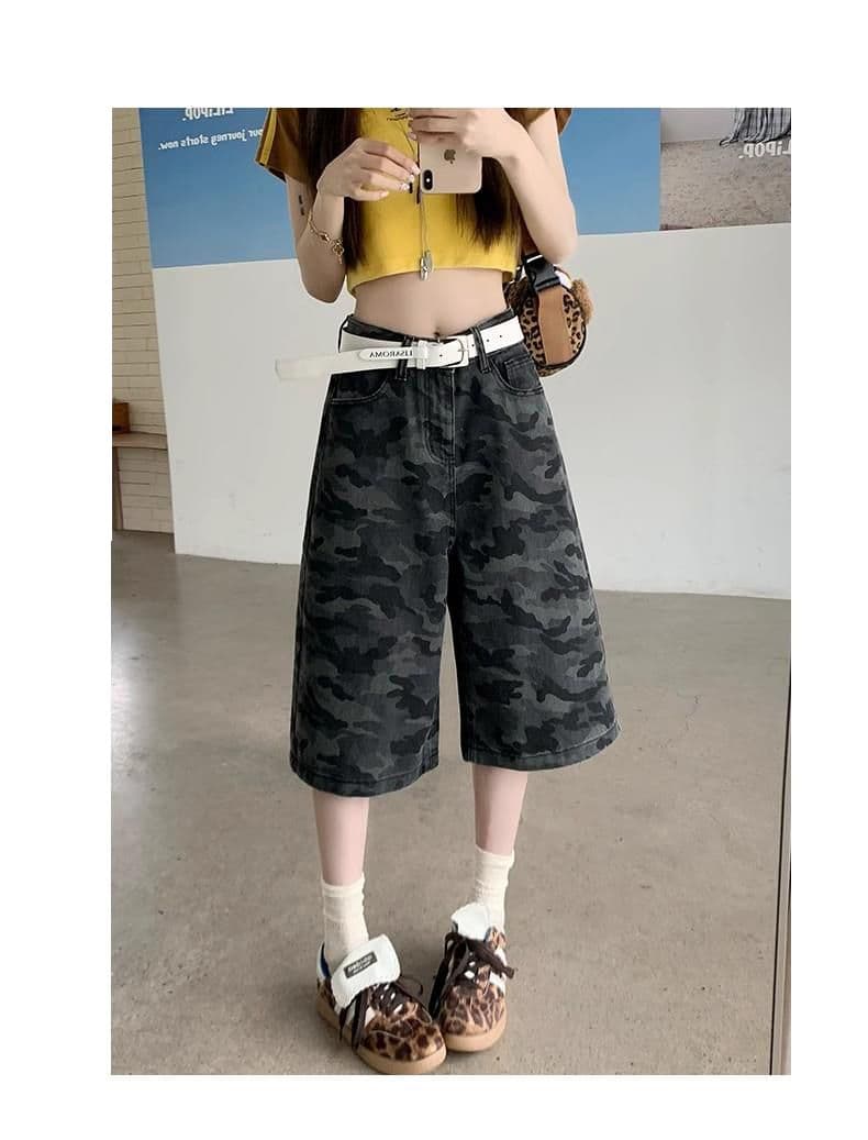 패션 카모플라주 데님 7부 바지 봄 여름 새로운 출퇴근 개성 다용도 루즈핏 워크웨어 데님 7부 바지 상세 이미지 19