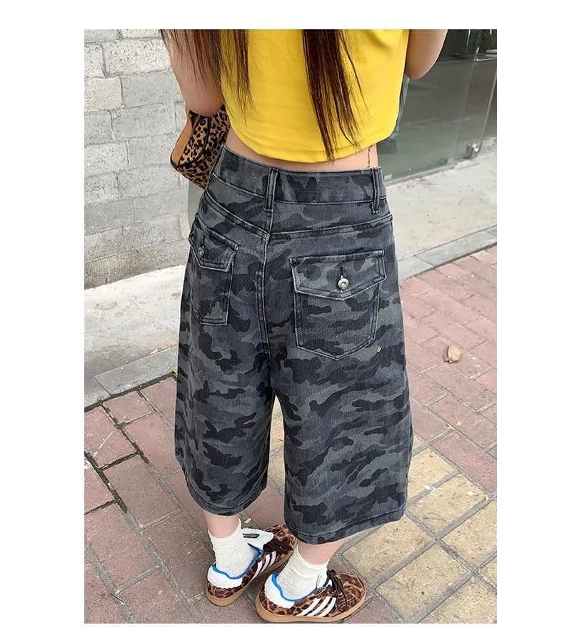 패션 카모플라주 데님 7부 바지 봄 여름 새로운 출퇴근 개성 다용도 루즈핏 워크웨어 데님 7부 바지 상세 이미지 20