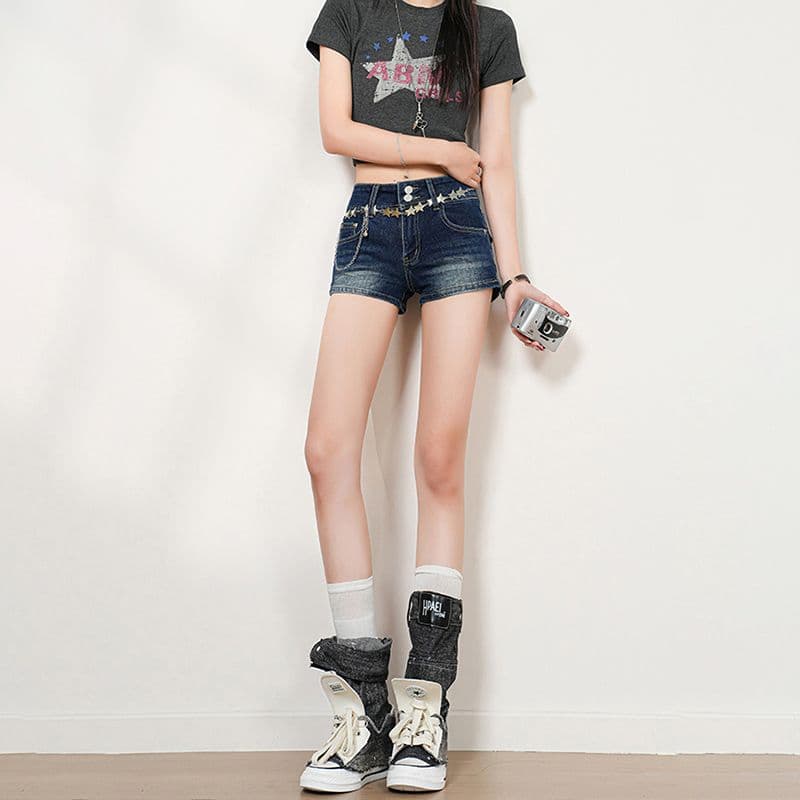 출퇴근 디자인 센스 ins 스트레이트 데님 반바지 여성 봄 여름 새로운 두 버클 하이웨이스트 스트레이트 슬림해 보이는 한 마디 핫 바지 이미지 2