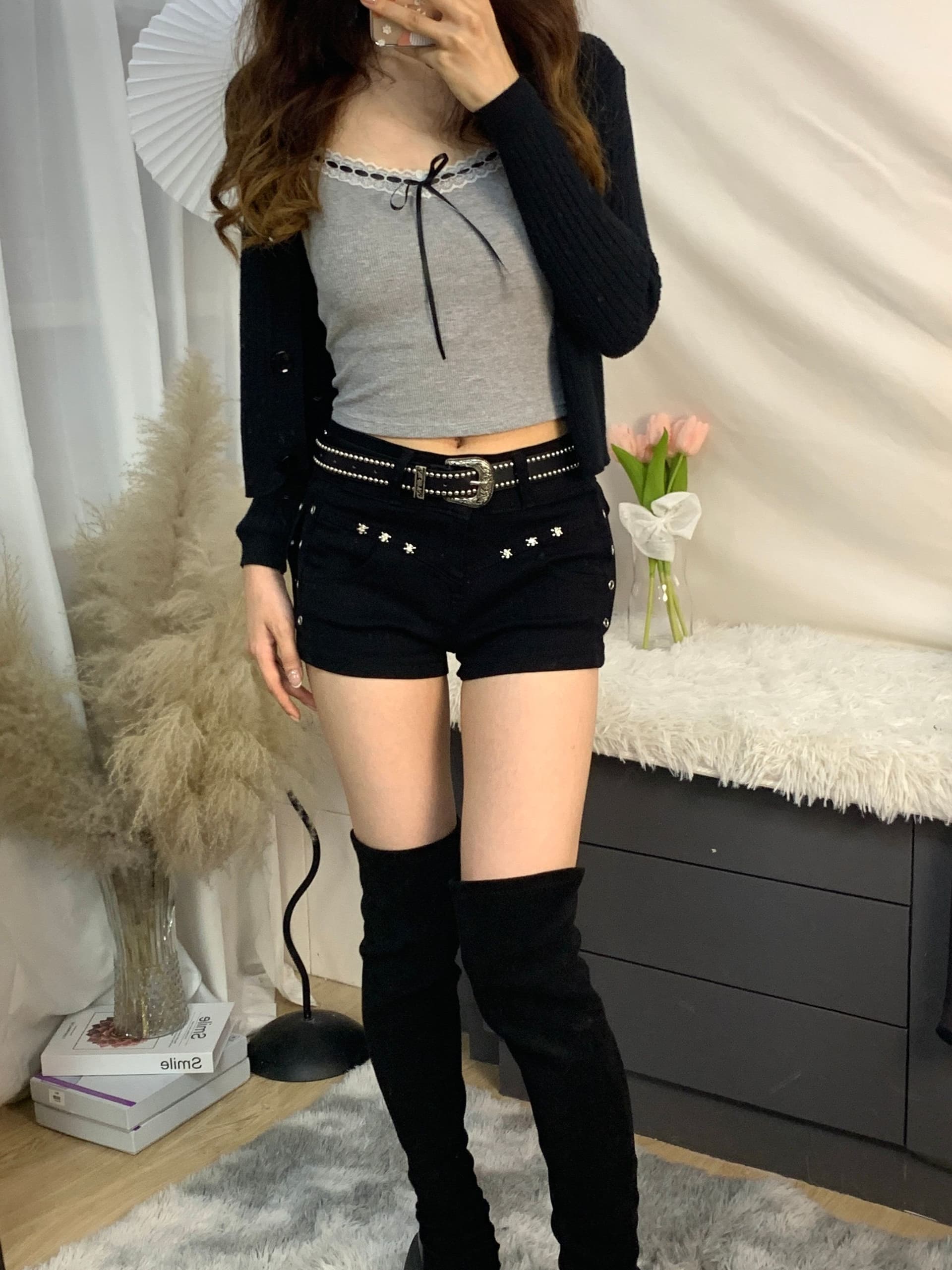 학원 스타일 마이크로 폭탄 데님 반바지 여성 봄 여름 새로운 패션 캐주얼 출퇴근 ins 디자인 센스 데님 핫 바지 상세 이미지 8