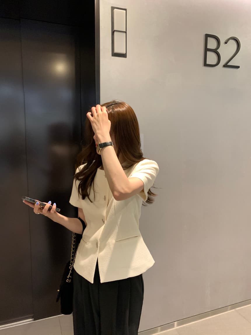 국경 간 한국 chic 여름 프랑스식 작은 샤넬 스타일 라운드 넥 반팔 작은 외투 상세 이미지 9
