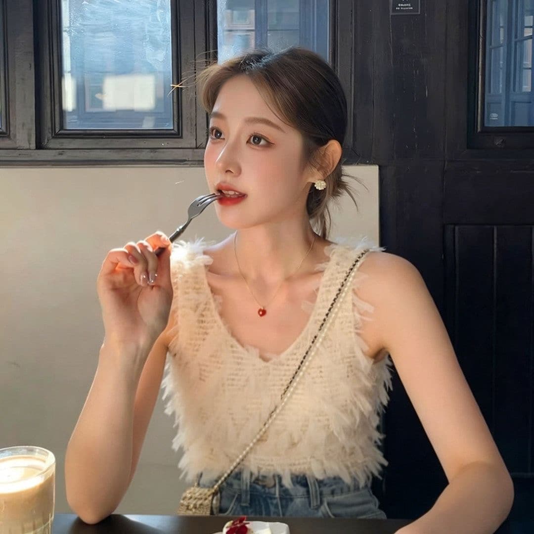 2026 핫걸 한 부서 술 V넥 조끼 맨위 순수한 욕망 바람 섹시함 트렌디 상세 이미지 1