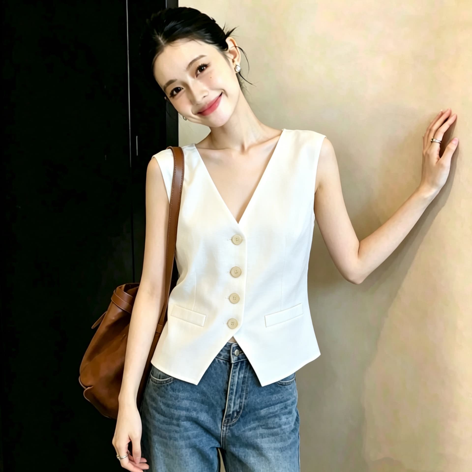 면 린넨 프랑스식 민소매 여름 베스트 얇은 스타일 베스트 조끼 여성 외국 가스 패션 정장 Chic 발굴하다 어깨 작은 맨위 상세 이미지 1