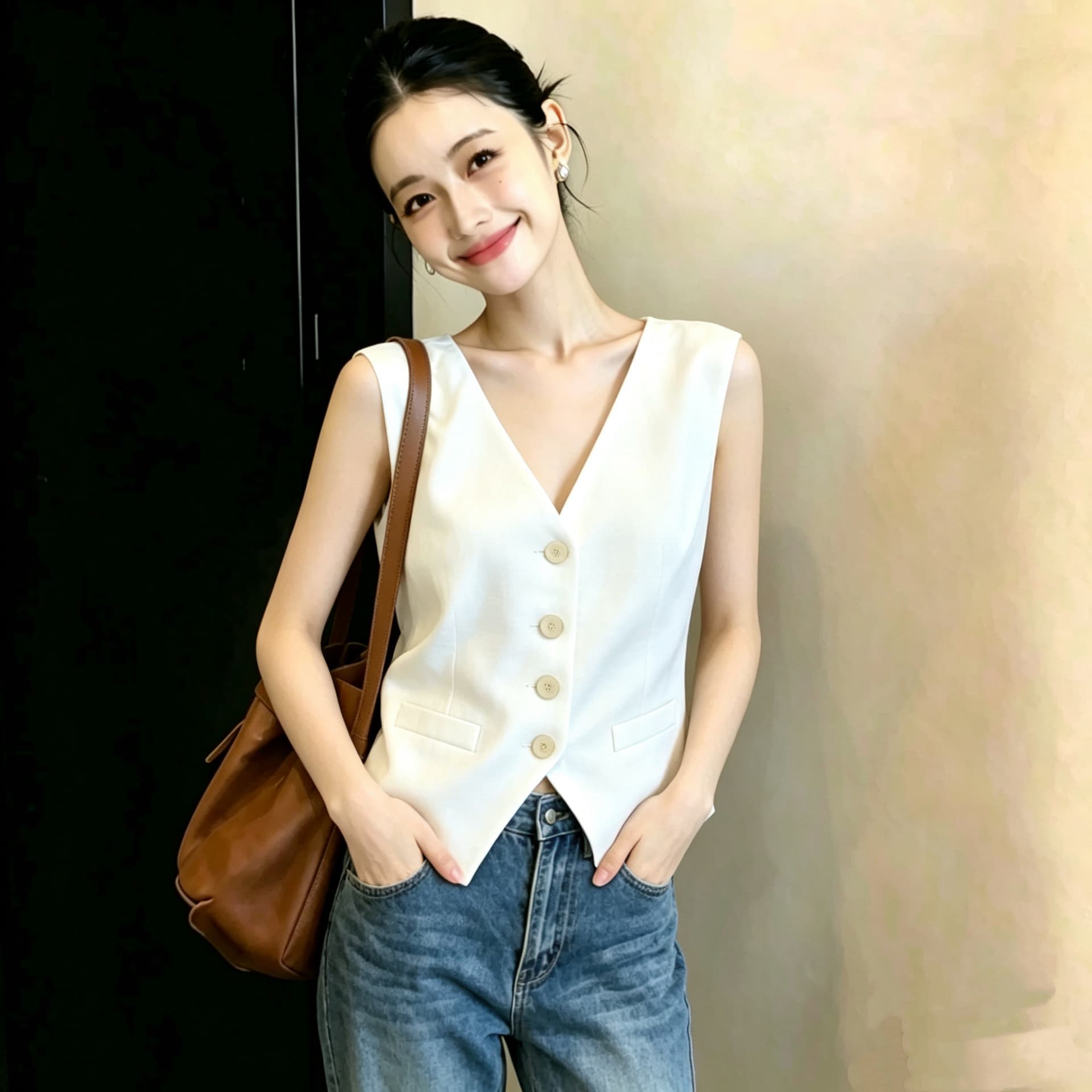 면 린넨 프랑스식 민소매 여름 베스트 얇은 스타일 베스트 조끼 여성 외국 가스 패션 정장 Chic 발굴하다 어깨 작은 맨위 상세 이미지 2