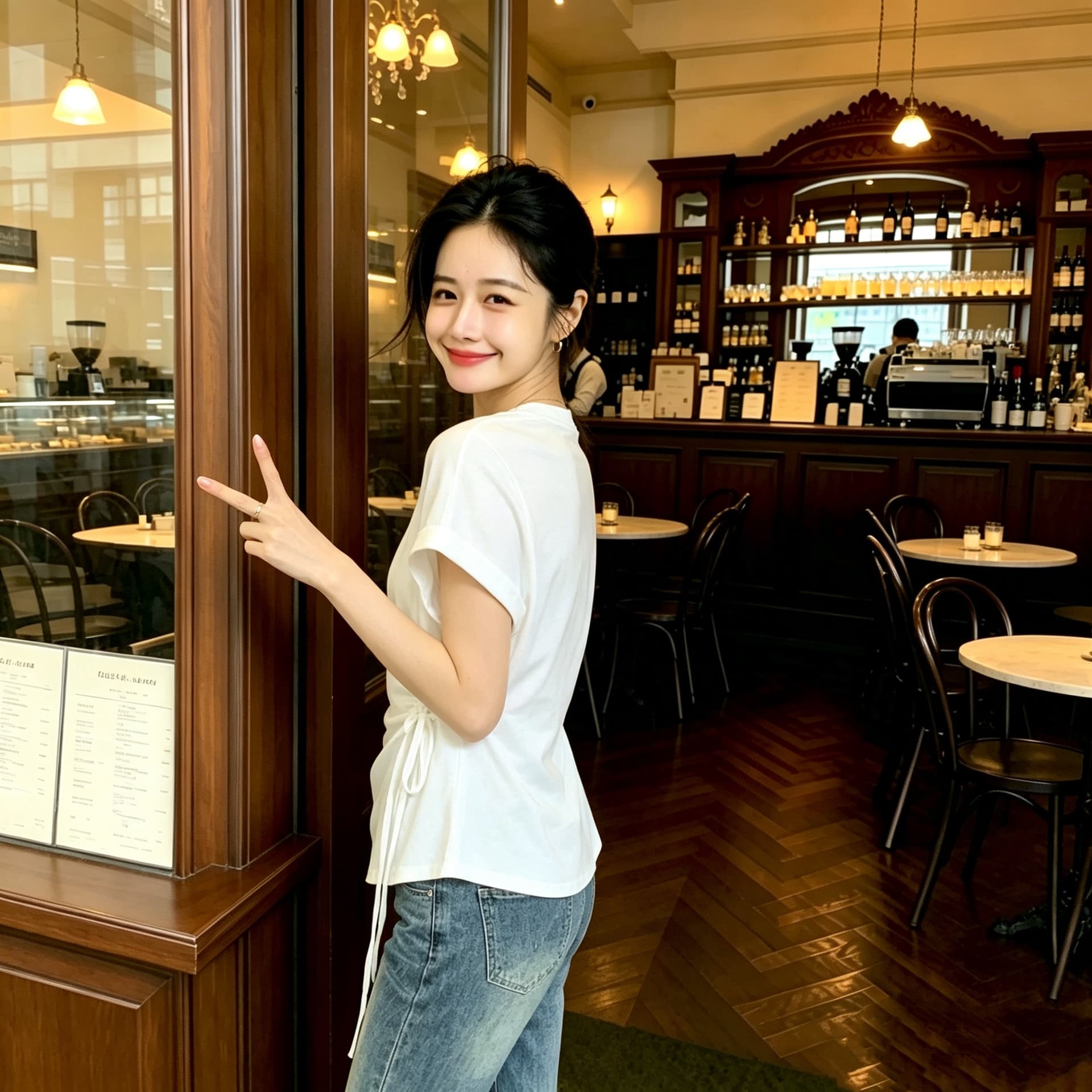 한 부서 불규칙 스트랩 허리 수축 반팔 티셔츠 여성 여름 새로운 라운드 넥 품격 다용도 몸매 가꾸기 슬림해 보이는 맨위 이미지 5