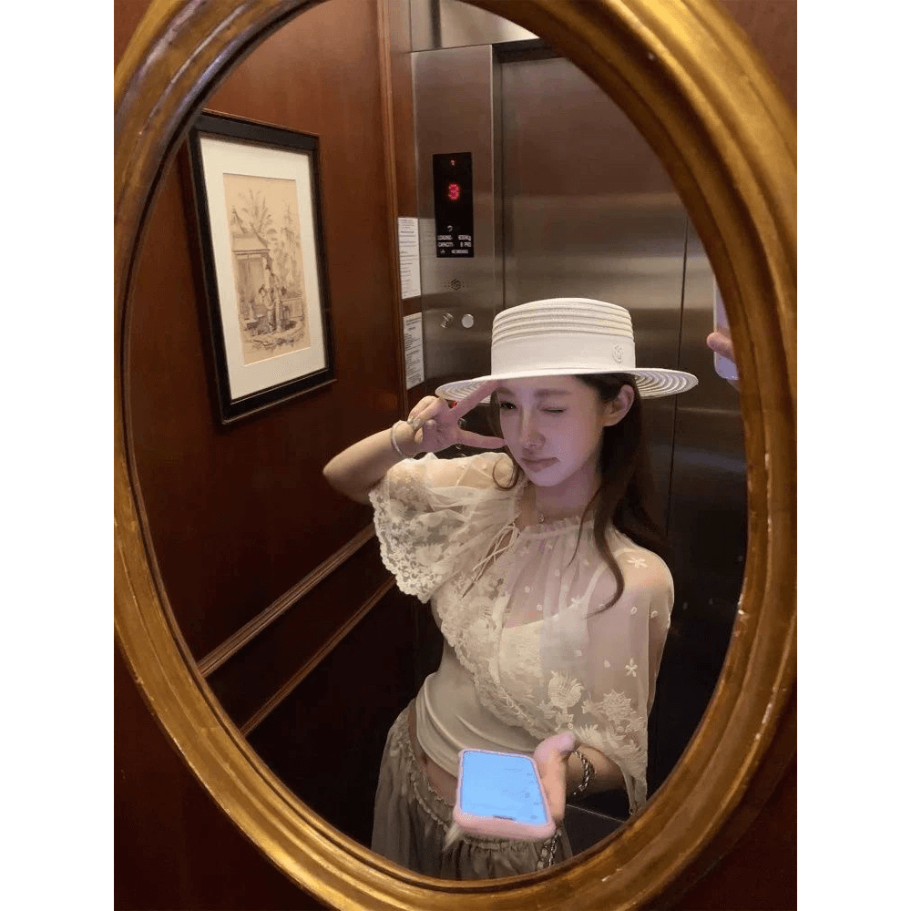 레이스 망토 숄 여성 코트 여름 외부 가져 가라. 몸매 가꾸기 슬림해 보이는 순수한 욕망 인사이드 가져 가라. 캐미솔 맨위 투피스 슈트 이미지 5