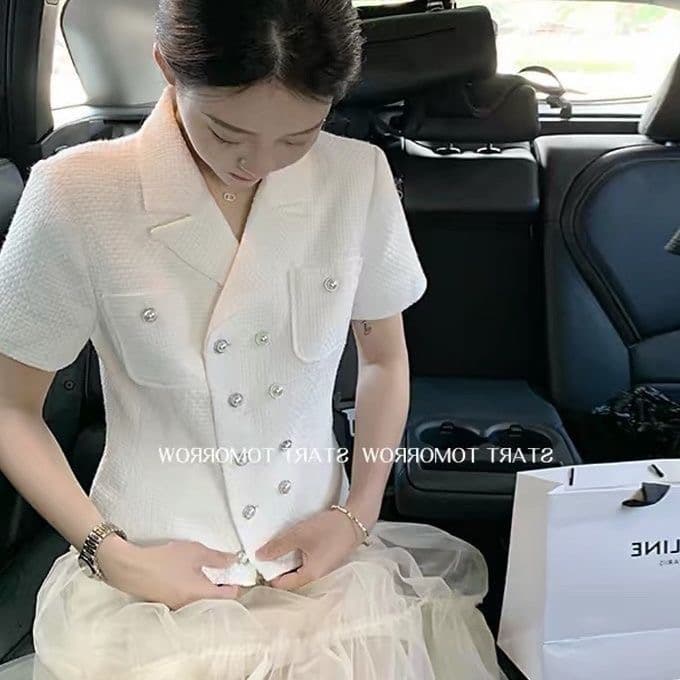 한국 스타일 다용도 몸매 가꾸기 캐주얼 패션 트렌드 미니멀리즘 작은 샤넬 스타일 재킷 상세 이미지 6