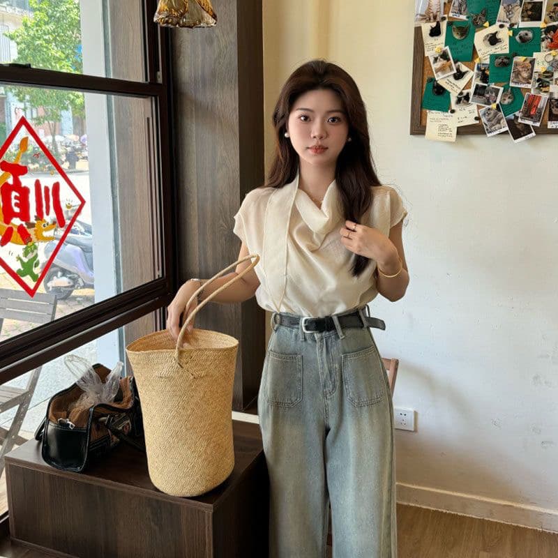 여름 장미 프랑스식 품격 리본 보라색 여성 셔츠 여름 섹션 고급 센스 어깨 Feifei 소매 맨위 상세 이미지 6