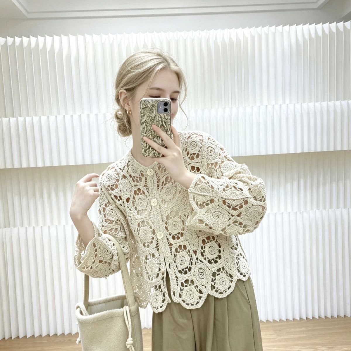 가을 새로운 니트 스웨터 여성 V넥 살구 색상 레이스 얇은 스타일 오픈 가디건 한 부서 다용도 루즈핏 레트로 맨위 이미지 5