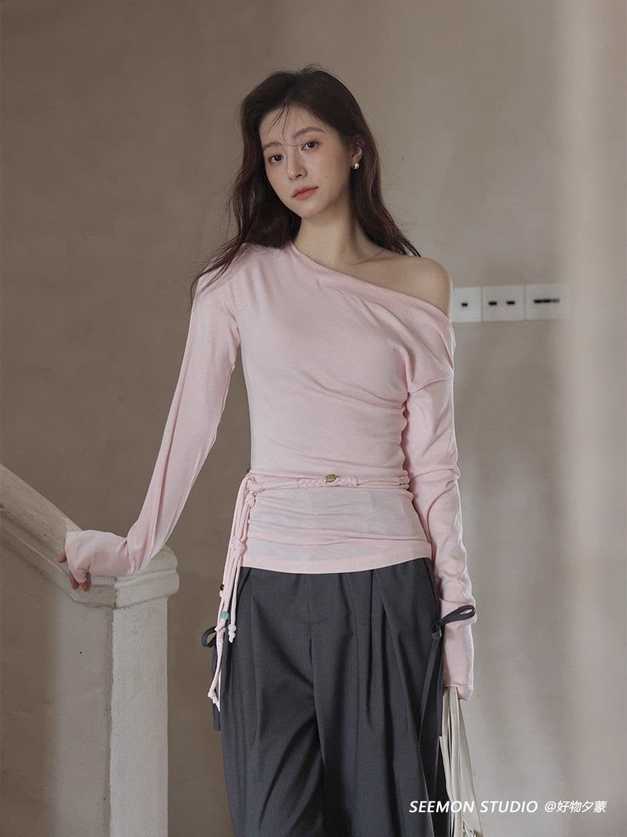 한 부서 패션 다용도 긴팔 티셔츠 여성 몸매 가꾸기 슬림해 보이는 미니멀리즘 출퇴근 핫걸 바람 기본 셔츠 이미지 3