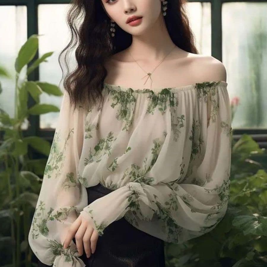 아메리칸 핫걸 오프숄더 레오파드 무늬 맨위 여성 봄 여름 새로운 루즈핏 다용도 슬림해 보이는 얇은 스타일 고급 센스 맨위 트렌디
