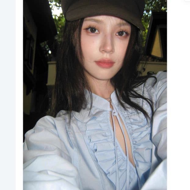 프랑스식 작은 대중 디자인 센스 프릴 스트랩 여성 셔츠 봄 품격 캐주얼 스탠드 칼라 셔츠 디자인 센스 맨위 이미지 4