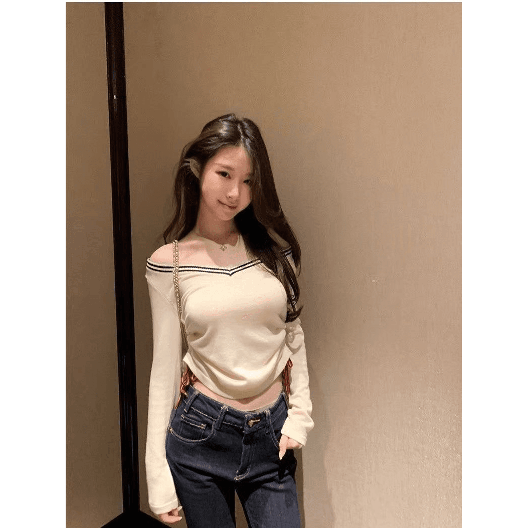 munnmycat 계란 놓기 모종 브라이튼 학원 V넥 배색 스웨터 펌프 로프 허리 수축 몸매 가꾸기 니트 스웨터 여성 이미지 5