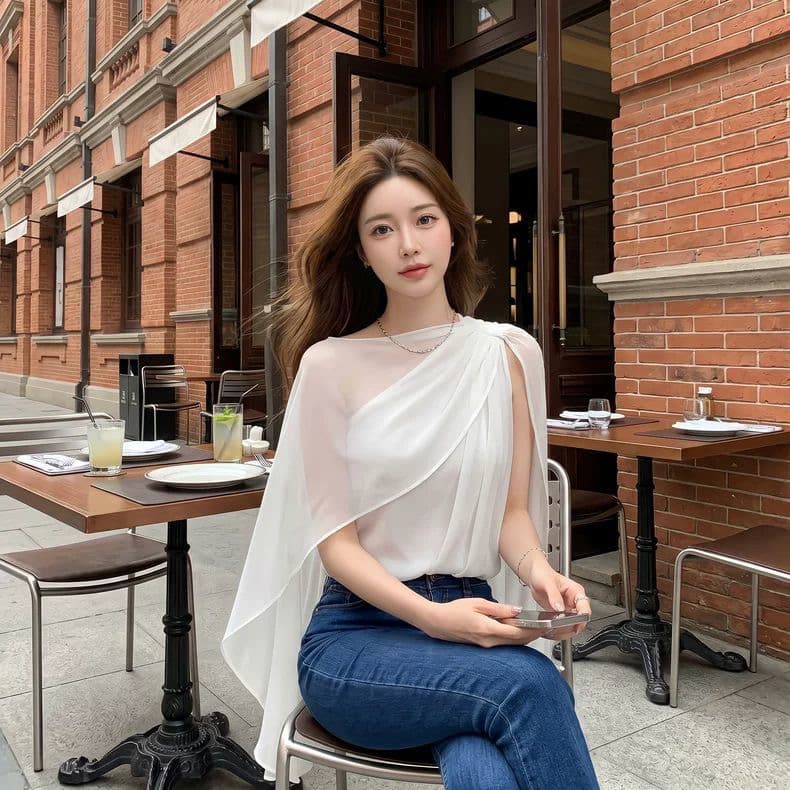 와일드 포 멜로 화이트 망사 디자인 센스 오프숄더 슬립 인사이드 가져 가라. 여름 부드러운 품격 순수한 욕망 핫걸 바람 고급 센스 켜기 상세 이미지 1
