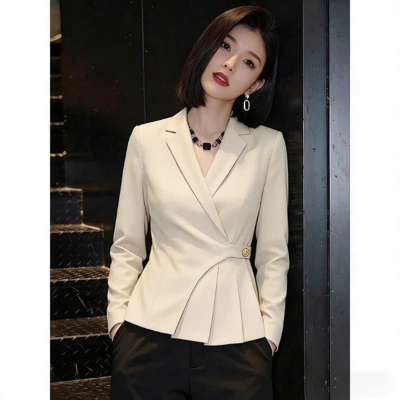 2026 가을 새로운 올해 인기 폭발 미니멀리즘 바람 회색 레이스업 허리 수축 여성 셔츠 슬림해 보이는 품격 맨위 상세 이미지 2