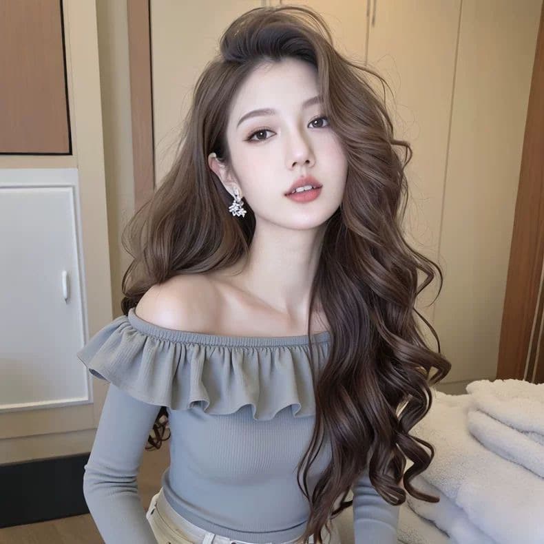 프랑스식 부드러운 여신 팬 한 단어 오프숄더 쇼트 스타일 맨위 이른 가을 새로운 몸매 가꾸기 슬림해 보이는 회색 프릴 티셔츠