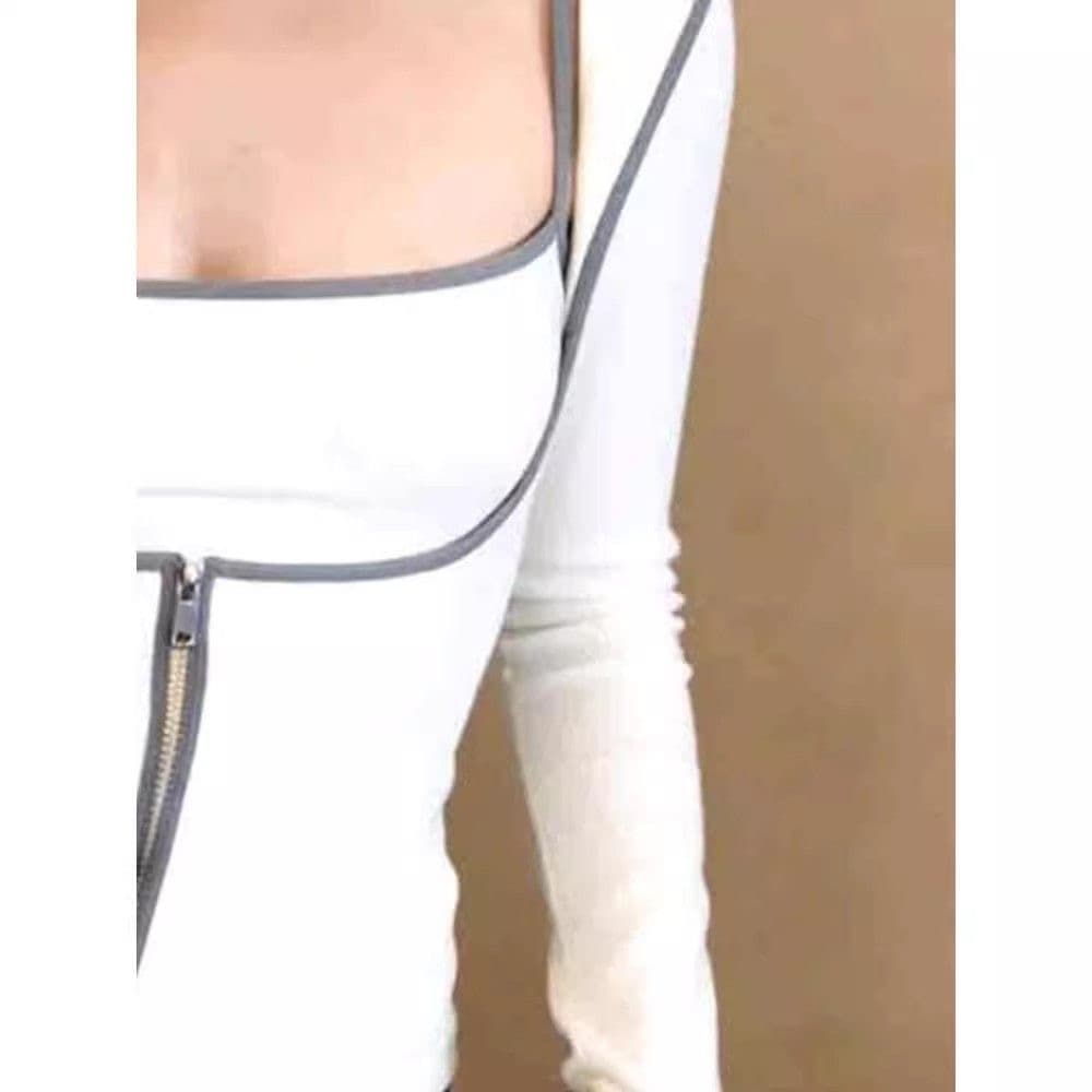 가을 순수한 욕망 핫걸 광장 칼라 쇄골 지퍼 만나는 오픈 가디건 여성 인사이드 가져 가라. 디자인 센스 몸매 가꾸기 긴팔 티셔츠 맨위 상세 이미지 4