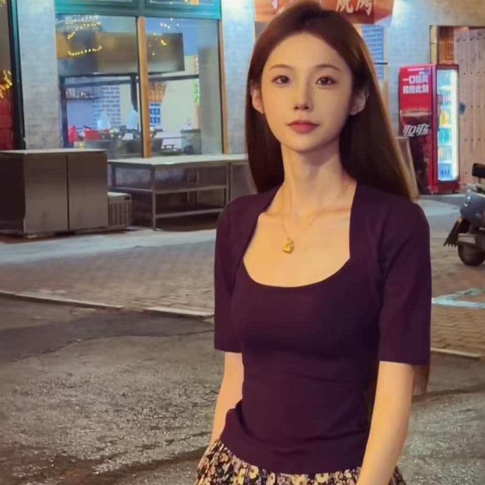 한국 스타일 보라색 광장 칼라 중간 소매 티셔츠 여성 가을 새로운 핫걸 트렌드 다용도 몸매 가꾸기 슬림해 보이는 맨위 ins 트렌디 이미지 4