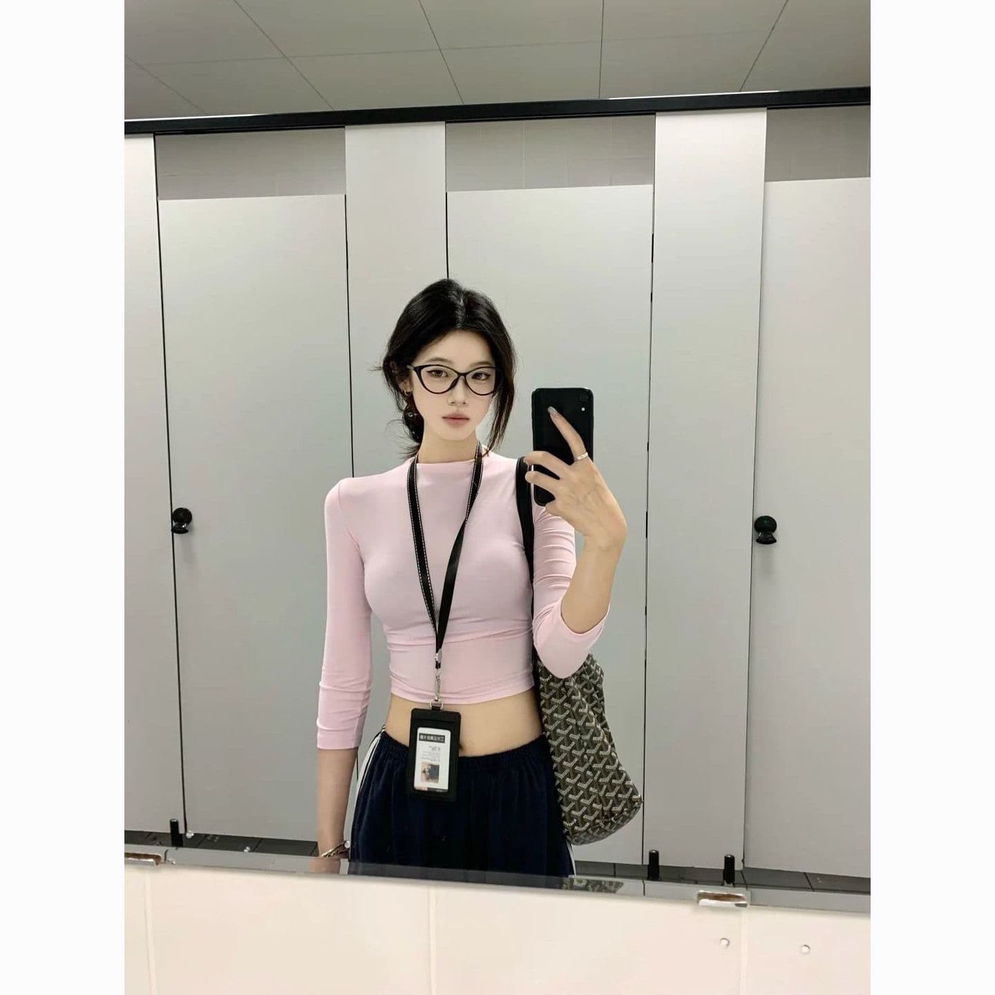 순수한 욕망 핫걸 바람 디자인 몸매 가꾸기 티셔츠 여성 2025 가을 새로운 슬림해 보이는 다용도 중간 소매 기본 셔츠 맨위 ins 상세 이미지 1