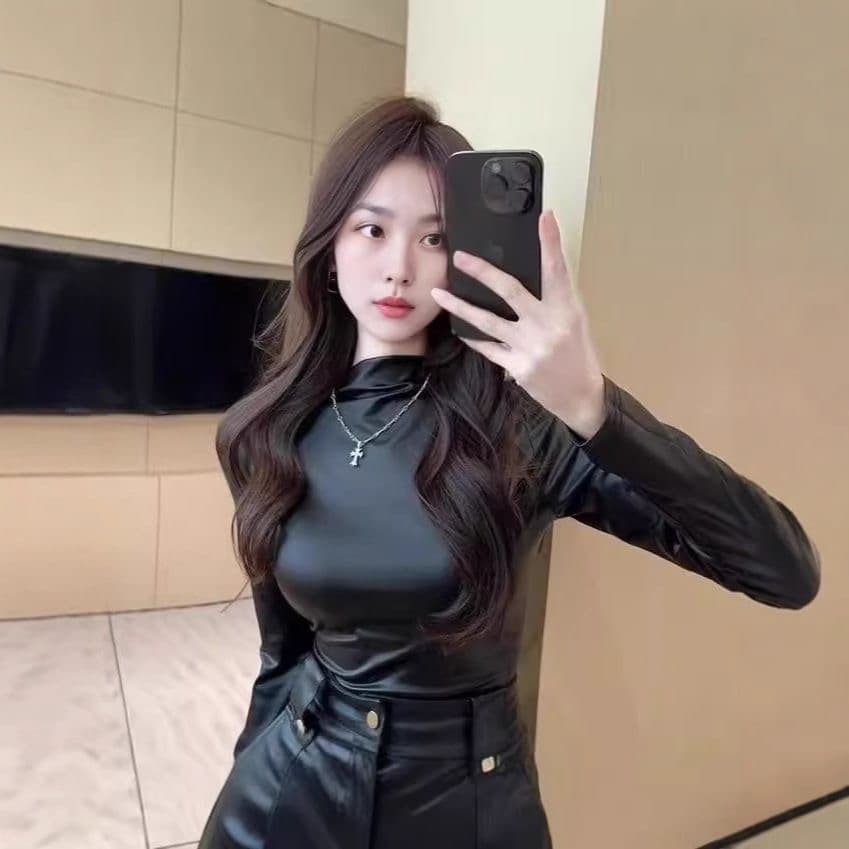 유럽과 미국 몸매 가꾸기 다용도 긴팔 여성 의류 밝은 얼굴 쇼트 스타일 봄 가을 맨위 터틀넥 공연 티셔츠 패션 하프 칼라 1009 상세 이미지 7