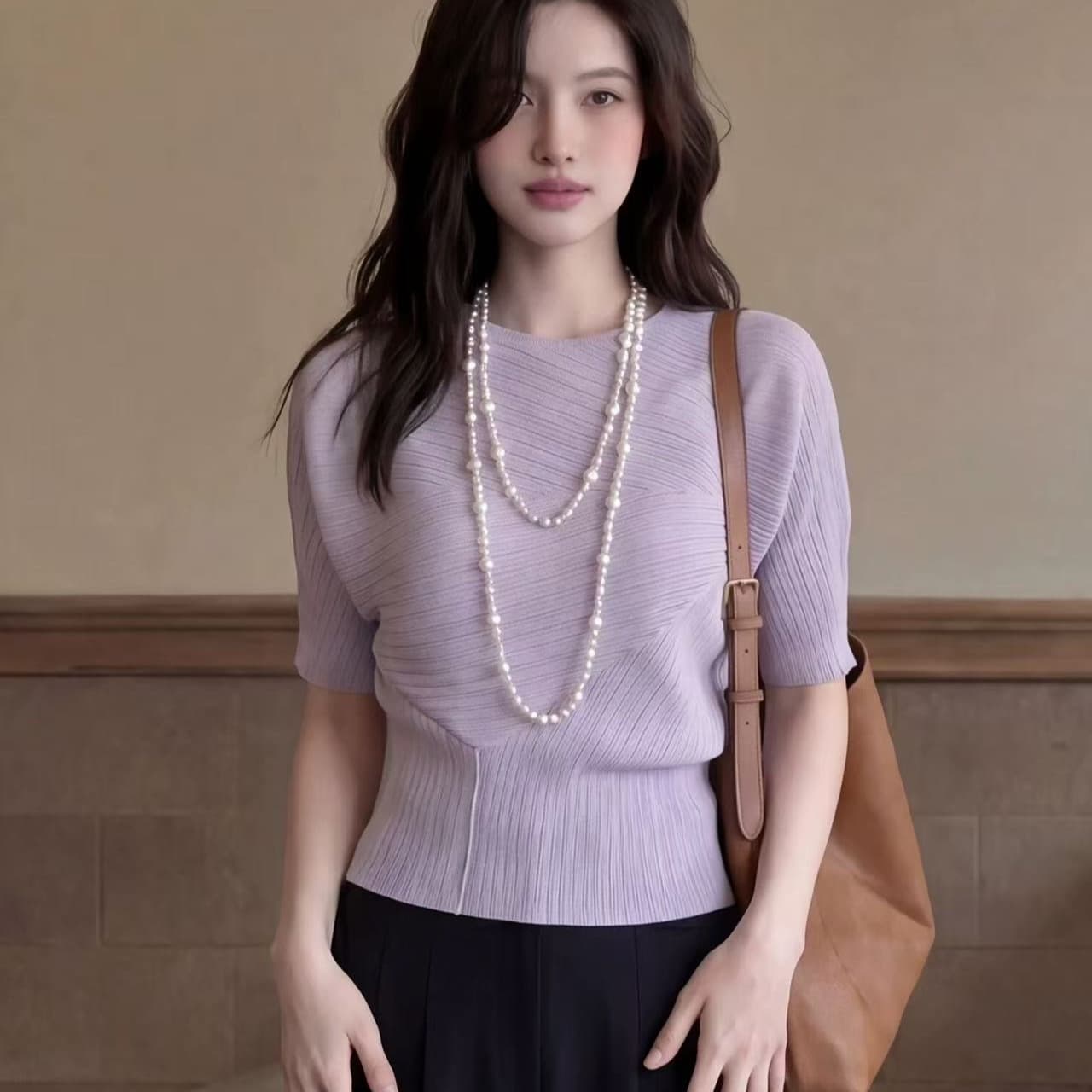 2026 슈퍼 화재 연령 감소 디자인 센스 자이언트 잘 생긴 아름다운 반팔 티셔츠 여성 고유 한 아름다운 초기 Z아 어깨 작은 맨위 이미지 5