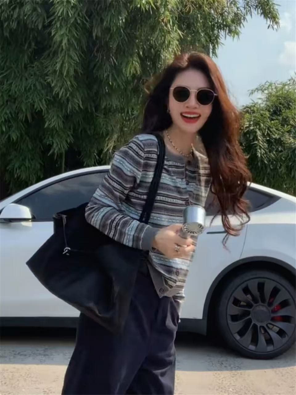 한 부서 분위기 센스 스트라이프 자카드 니트 오픈 가디건 여성 자이언트 잘 생긴 ~ 중 이른 가을 착용 가져 가라. 쇼트 스타일 스웨터 코트 맨위 상세 이미지 4