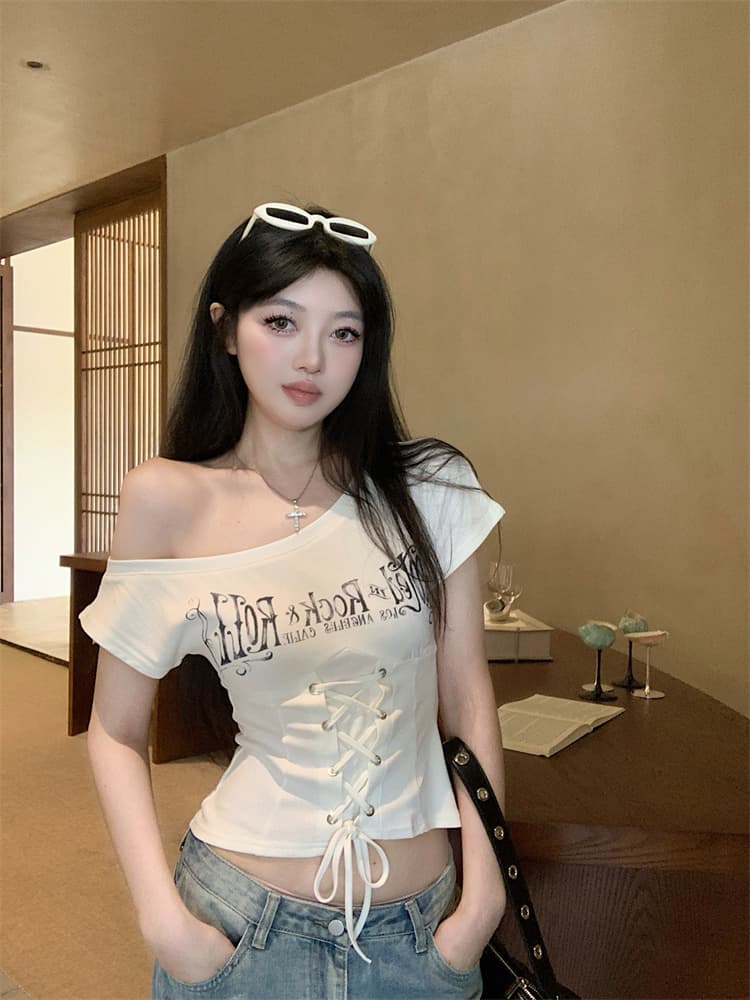 실사 작은 대중 디자인 센스 아메리칸 핫걸 동점 몸 계속하기 티셔츠 맨위 여성 상세 이미지 7