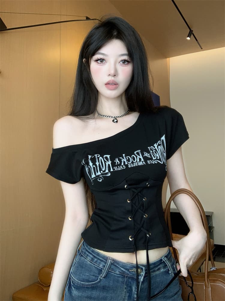 실사 작은 대중 디자인 센스 아메리칸 핫걸 동점 몸 계속하기 티셔츠 맨위 여성 상세 이미지 13