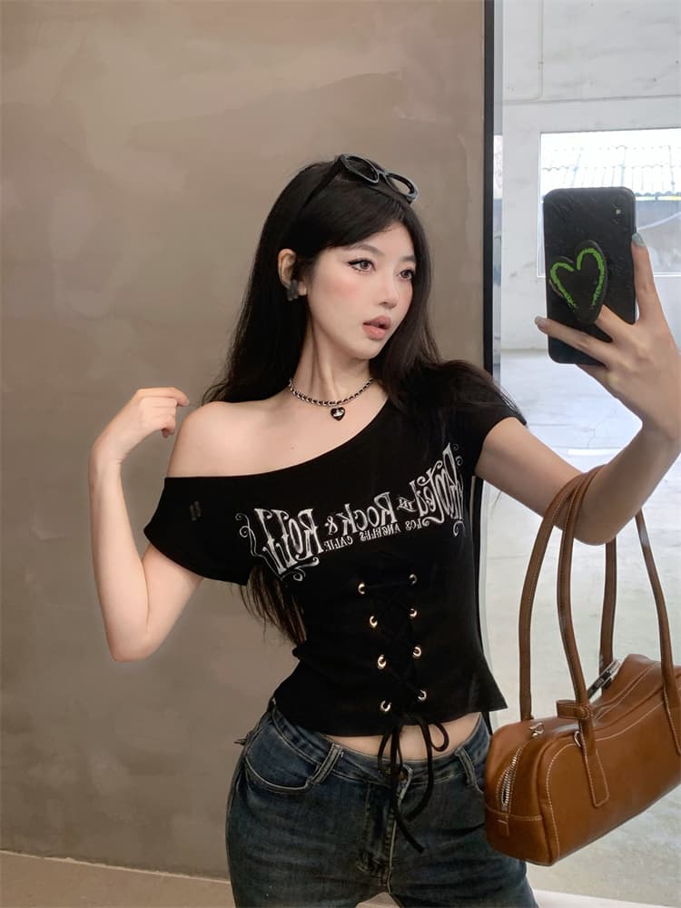 실사 작은 대중 디자인 센스 아메리칸 핫걸 동점 몸 계속하기 티셔츠 맨위 여성 상세 이미지 16
