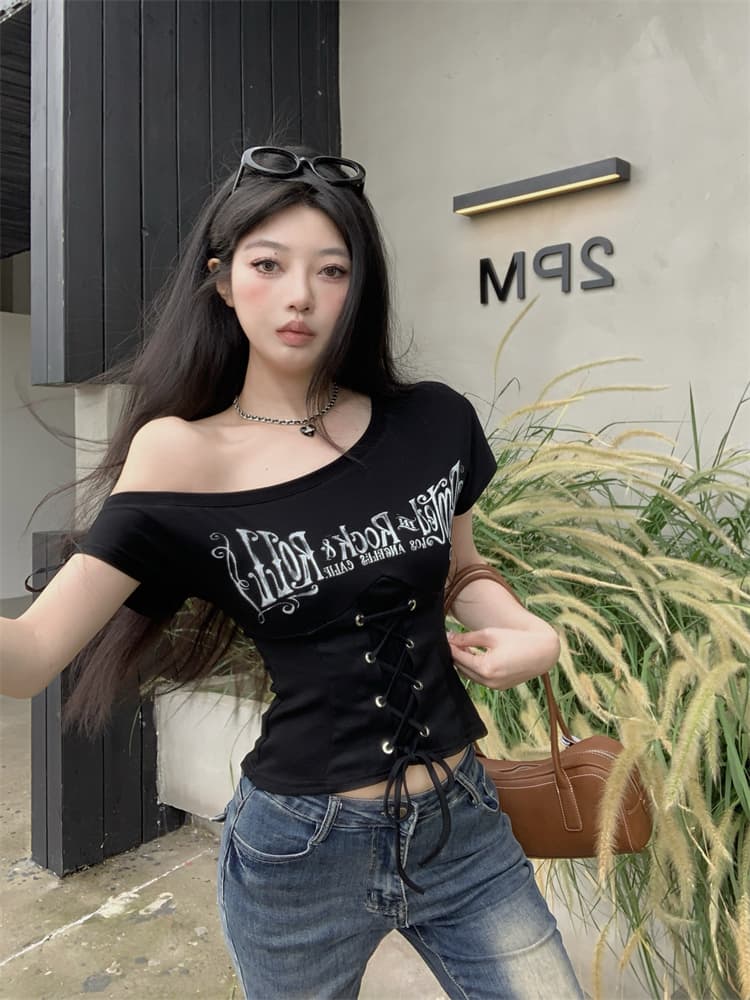 실사 작은 대중 디자인 센스 아메리칸 핫걸 동점 몸 계속하기 티셔츠 맨위 여성 상세 이미지 17