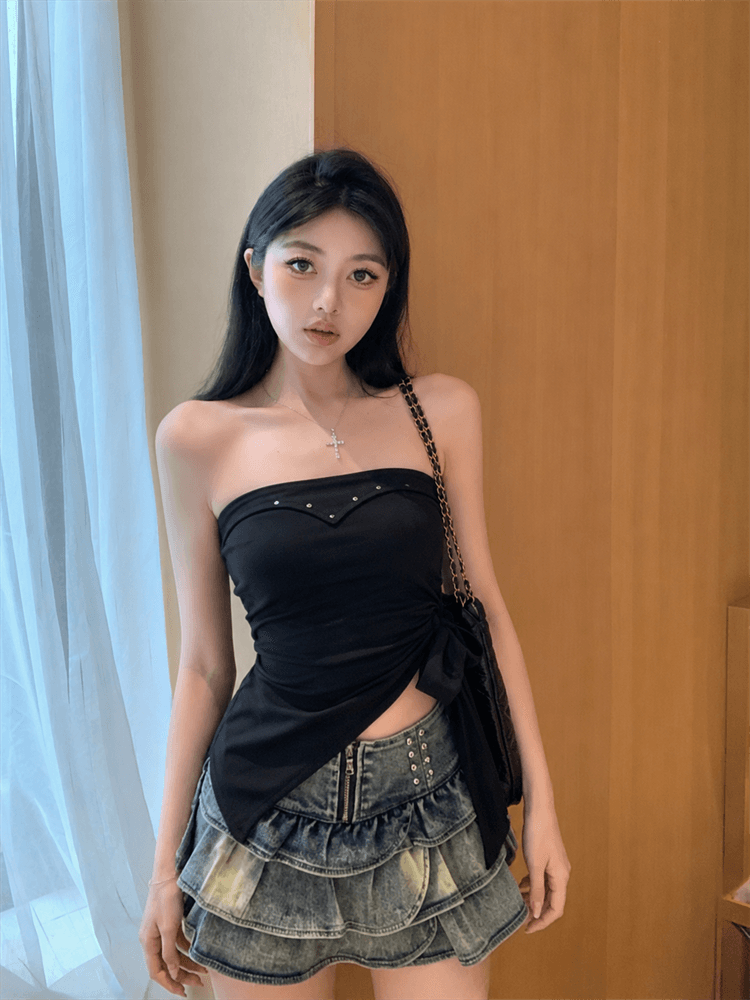 실사 아메리칸 레트로 캐미솔 여름 몸매 가꾸기 민소매 외출용 디자인 센스 맨위 이미지 4