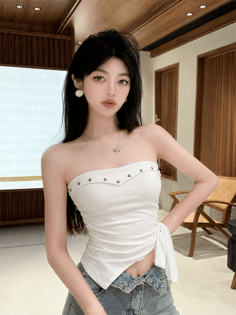 실사 아메리칸 레트로 캐미솔 여름 몸매 가꾸기 민소매 외출용 디자인 센스 맨위 상세 이미지 4