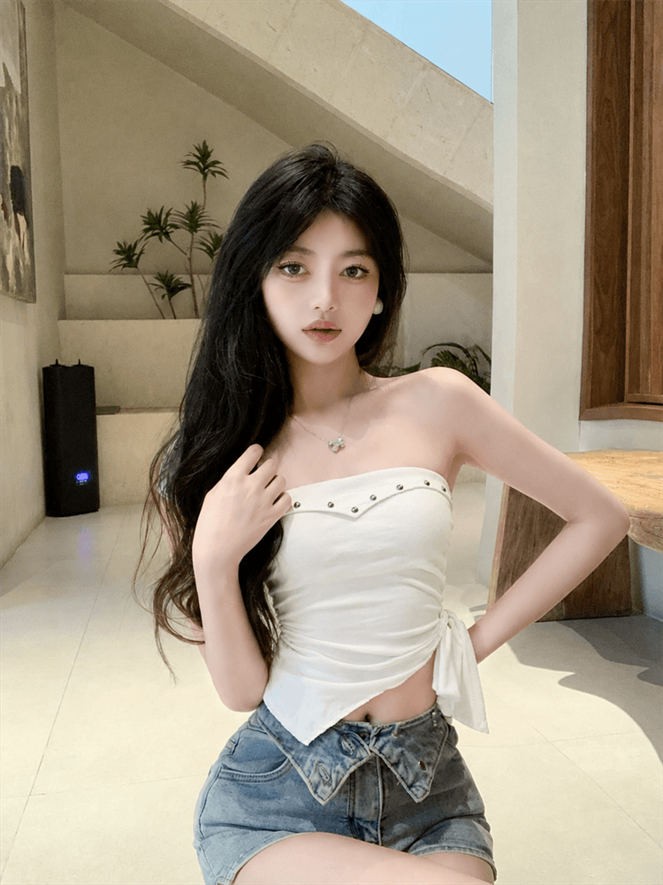 실사 아메리칸 레트로 캐미솔 여름 몸매 가꾸기 민소매 외출용 디자인 센스 맨위 상세 이미지 5
