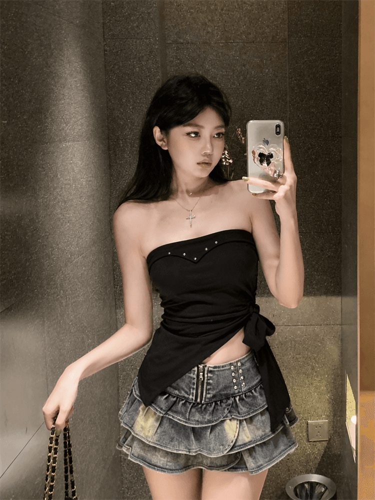 실사 아메리칸 레트로 캐미솔 여름 몸매 가꾸기 민소매 외출용 디자인 센스 맨위 상세 이미지 10