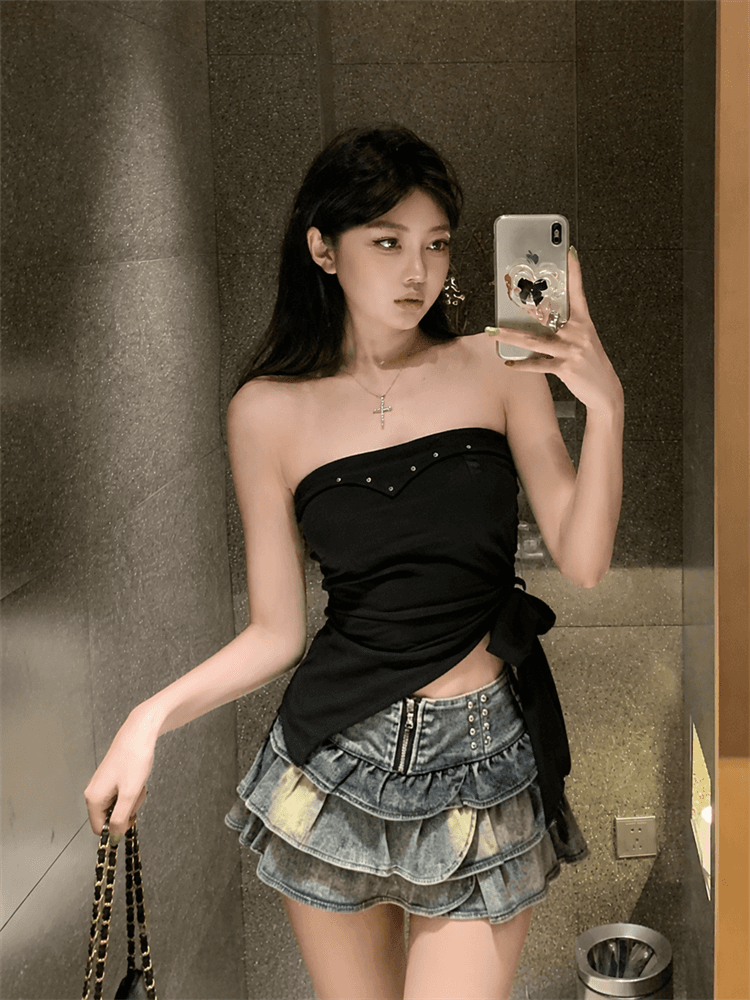 실사 아메리칸 레트로 캐미솔 여름 몸매 가꾸기 민소매 외출용 디자인 센스 맨위 상세 이미지 12