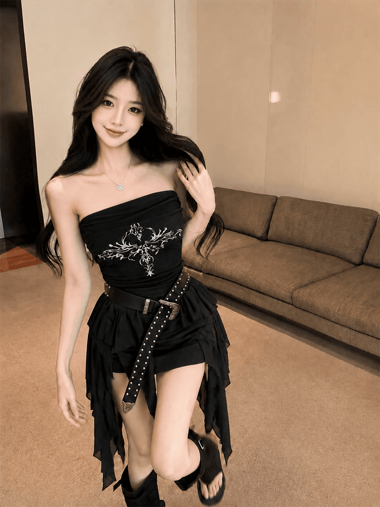 실사 불규칙 치마 3 차원 꽃 민소매 조끼 여성 여름 핫걸 몸매 가꾸기 맨위 상세 이미지 7
