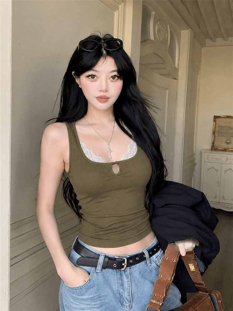 실사 부드러운 욕망 레이스 순수한 욕망 레이스 조각 벨트 가슴 패드 허리 수축 캐미솔