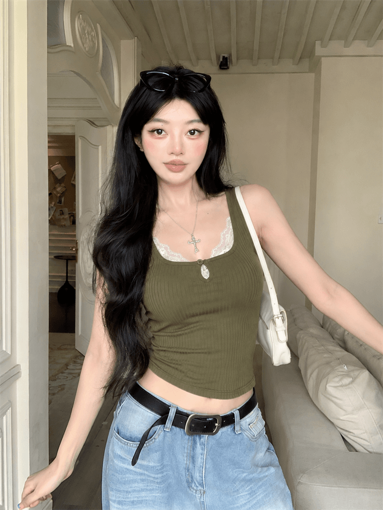실사 부드러운 욕망 레이스 순수한 욕망 레이스 조각 벨트 가슴 패드 허리 수축 캐미솔 상세 이미지 6