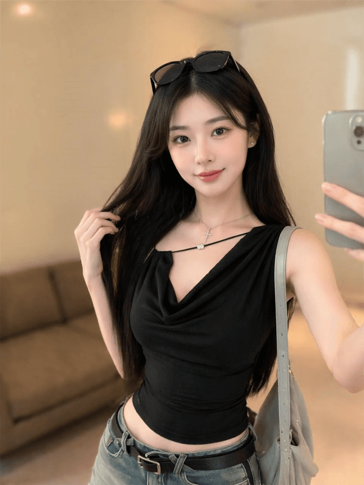 실사 흔들다 칼라 금속 버클 장식 조끼 상세 이미지 7